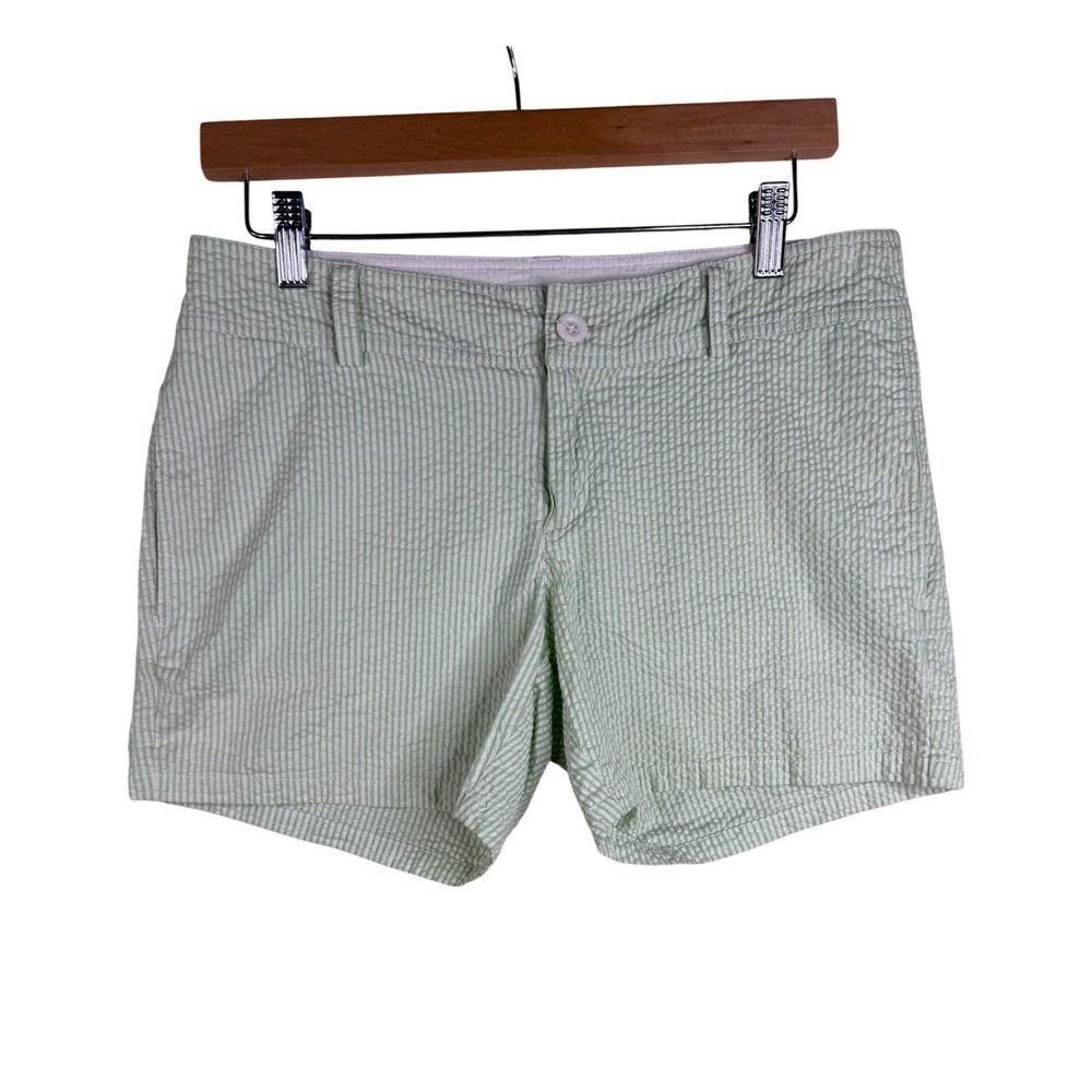 Lilly Pulitzer Striped Chino Seersucker Chino Shorts size 6 Green/White
